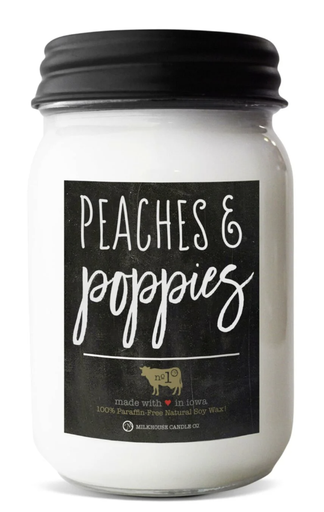 [49140] 13oz Farmhouse Mason Jar Peaches & Poppies