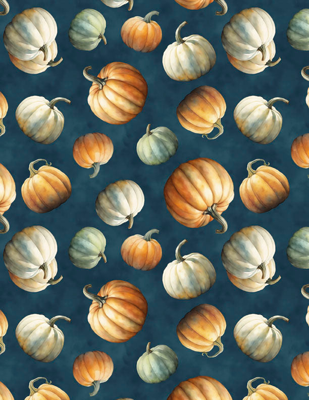 Tossed Pumpkins Dark Blue