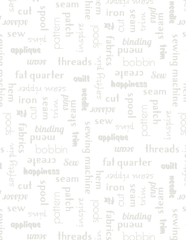 Essentials Sew Happy - Words White on White