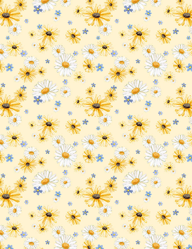 Friendly Farmstead - Daisies All Over Yellow