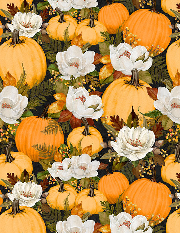 Oh My Gourd! - Pumpkins & Florals Black