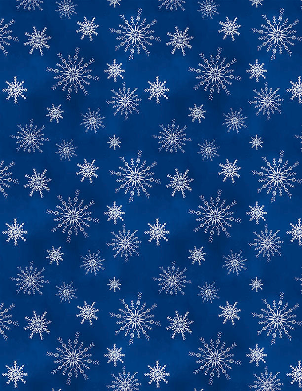 Let it Snow-Man! - Snowflakes All Over Dark Blue