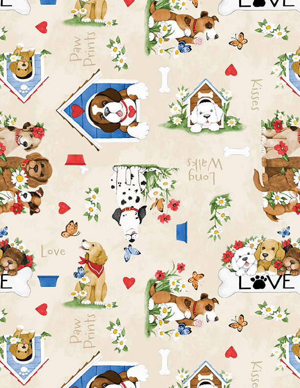 Paws at Play - Puppies All Over Light Cream