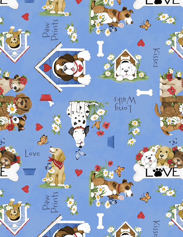 Paws at Play - Puppies All Over Blue