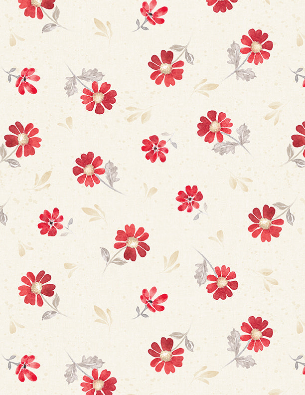 Scarlet Dreams - Medium Floral Toss Cream