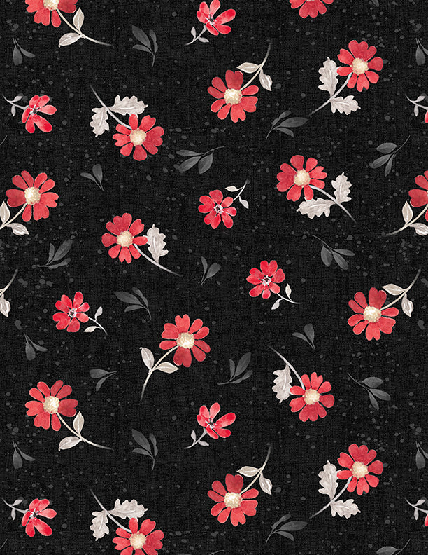 Scarlet Dreams - Medium Floral Toss Black