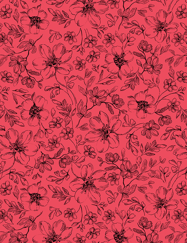 Scarlet Dreams - Floral Toile Red
