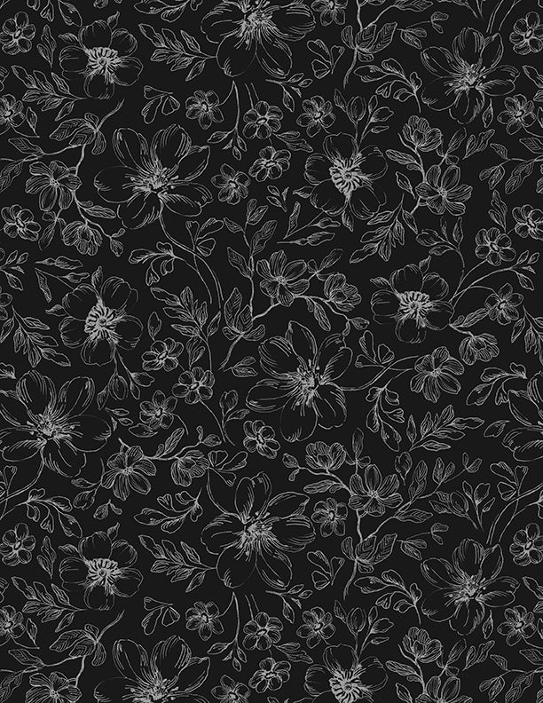 Scarlet Dreams - Floral Toile Black