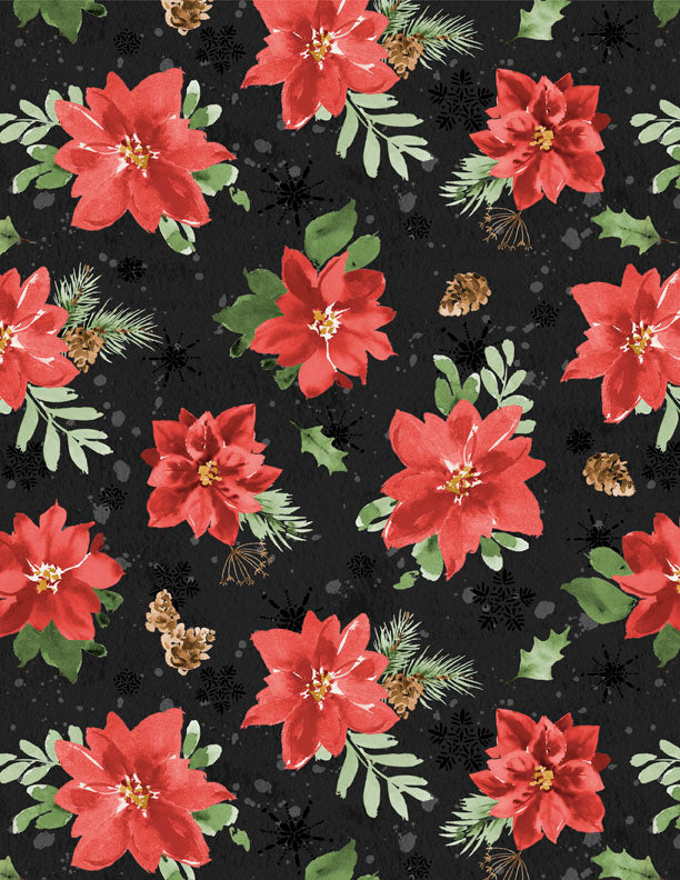 Black Tossed Poinsettias
