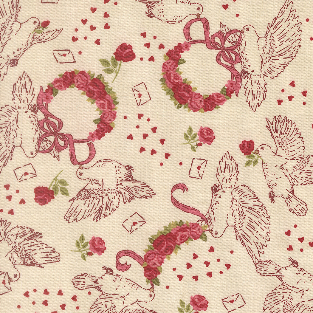 Je T'aime Doves True Love Lace fabric by Stacy Iest Hsu for Moda