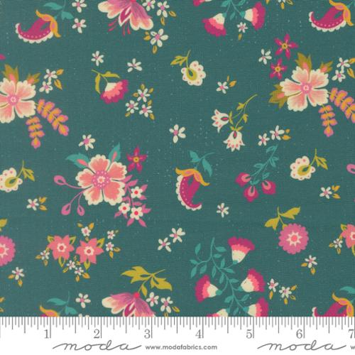 Sitara Davina Dark Teal fabric by Crystal Manning for Moda