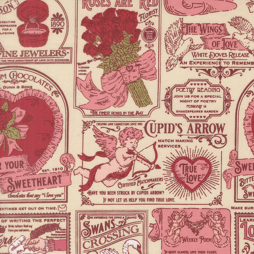 Je T'aime Vintage Valentines Lace fabric by Stacy Iest Hsu for Moda