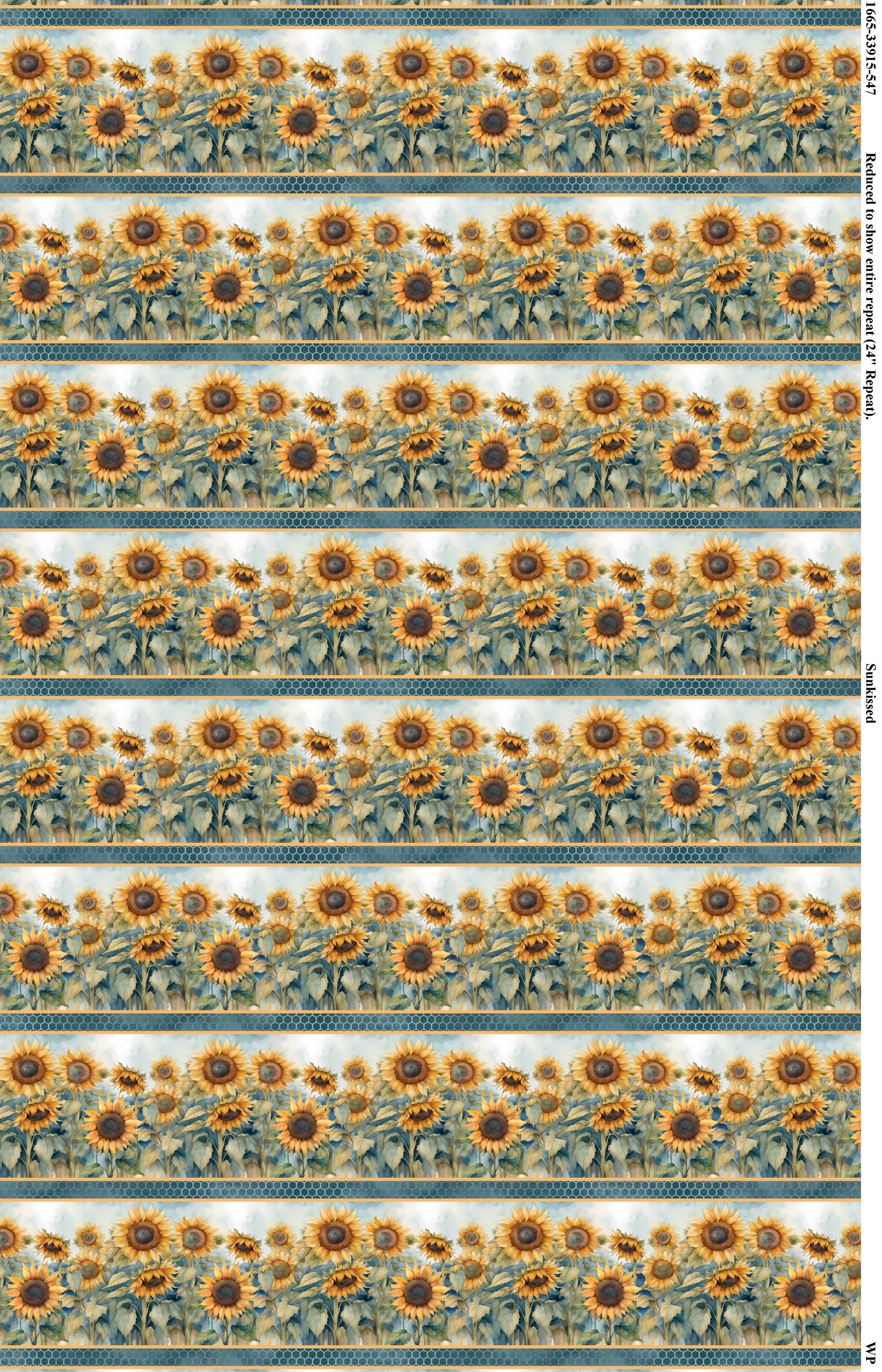 Sunflowers Repeating Stripe