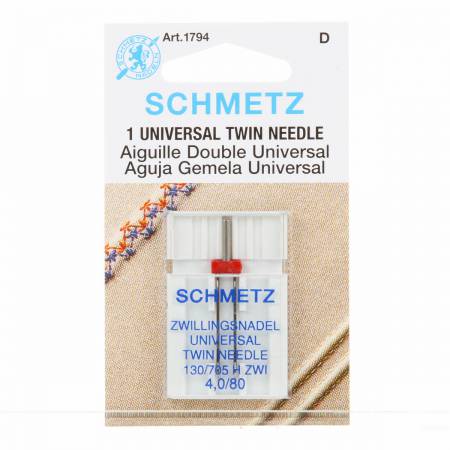 Schmetz Twin Machine Needle Size 4.0mm/80 1ct