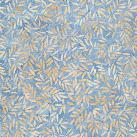 Blue/Orange Bamboo Leaves Batik