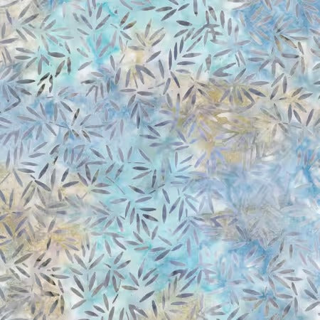 Blue/Tan Bamboo Leaves Batik