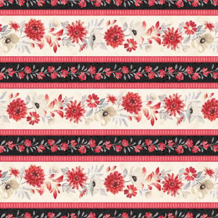1.5 yd cut Scarlet Dreams - Repeating Stripe Multi
