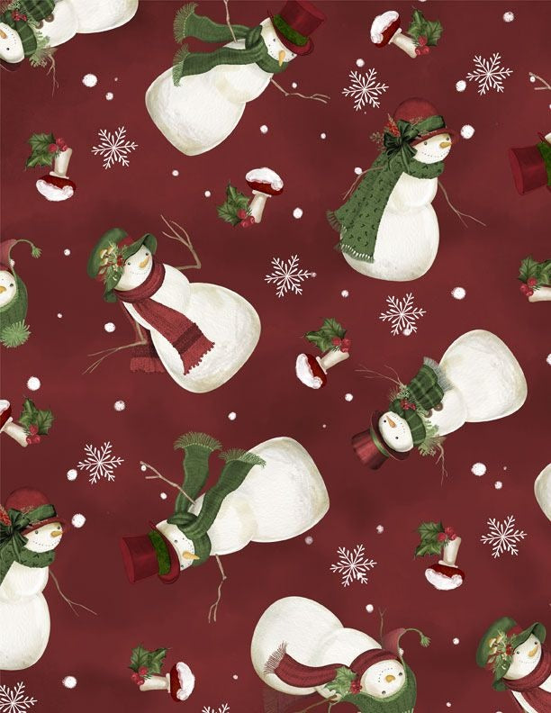 Tossed Snowmen Red