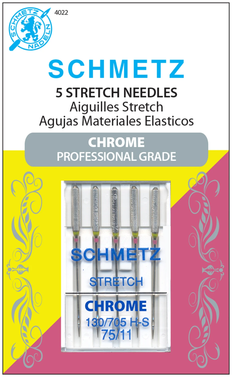 Chrome Stretch Schmetz Needle 5 ct, Size 75/11