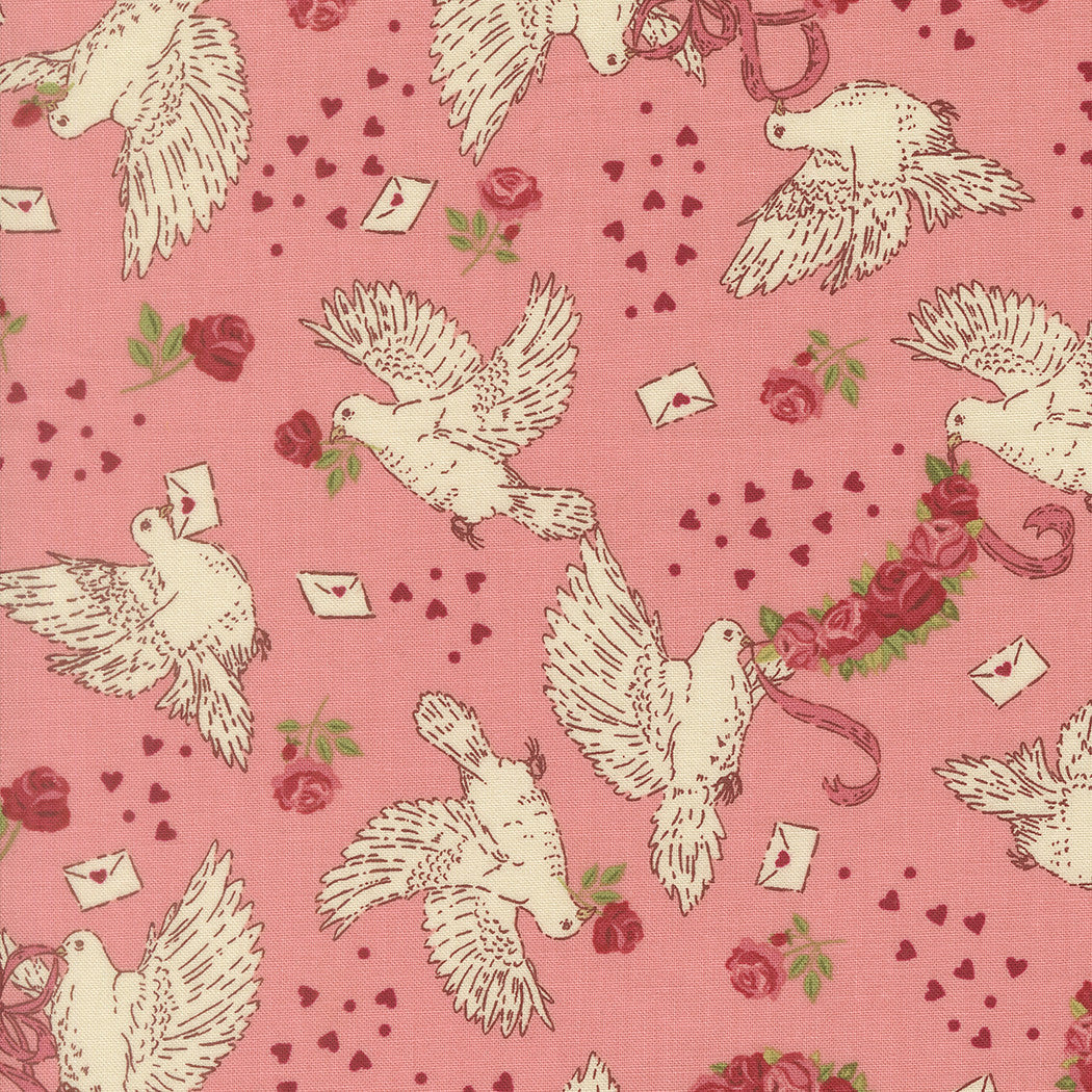 Je T'aime Doves True Love Blossom fabric by Stacy Iest Hsu for Moda