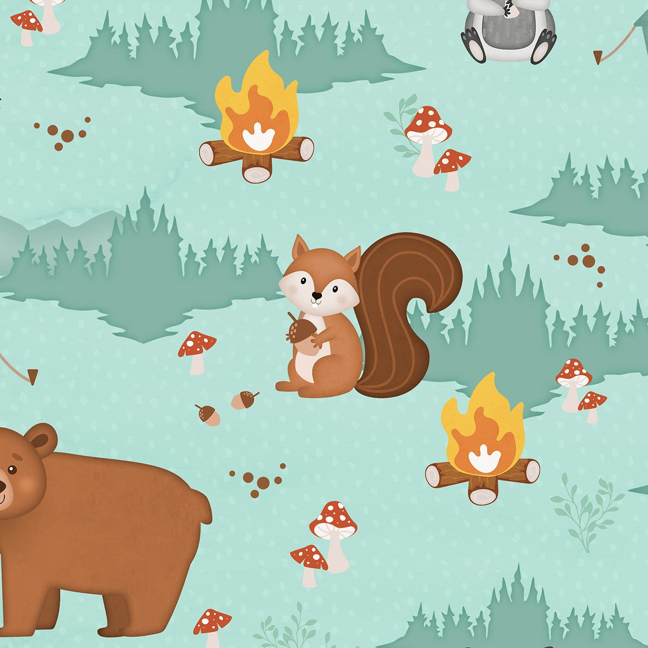 Woodland Whimsy - Scenic Animals Teal