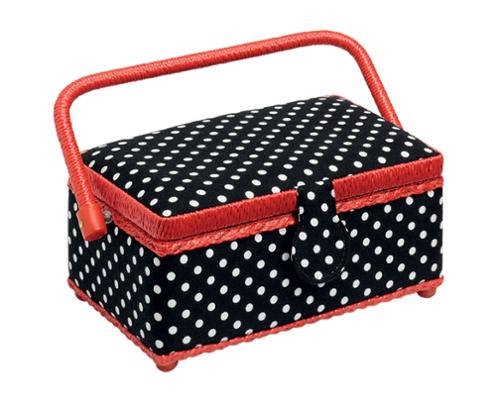 Sewing Basket Black White Dots