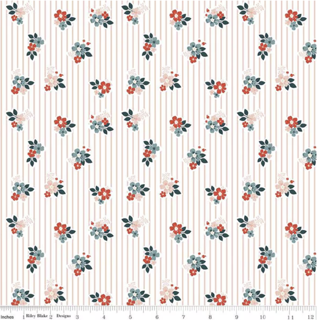 Vintage Charm Floral Stripes Blush