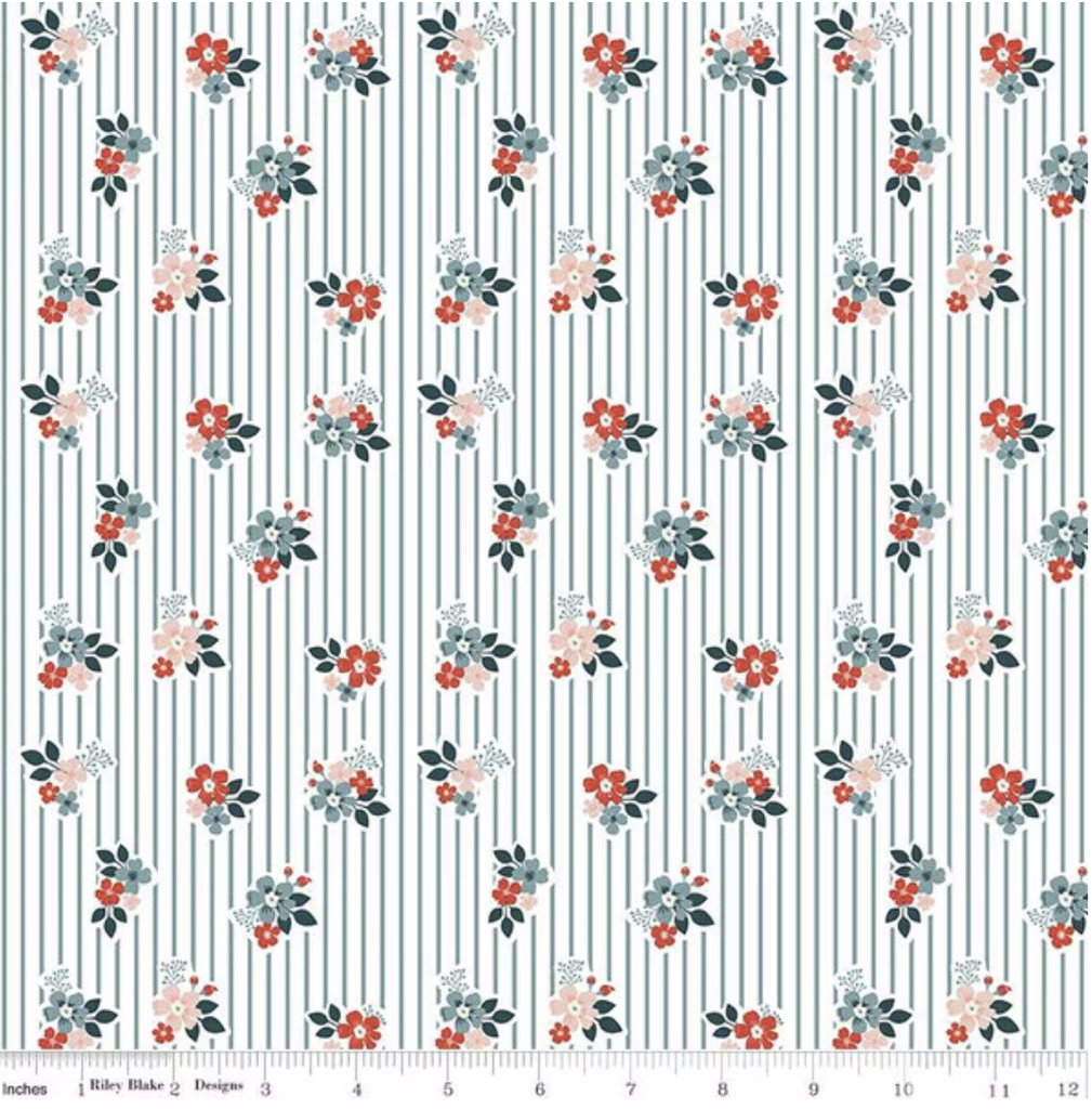 Vintage Charm Floral Stripes Stone