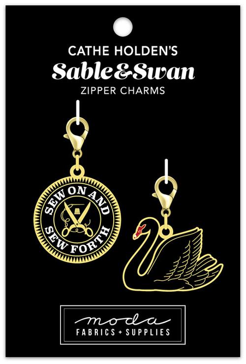 Medallion Swan Zipper Pulls 2ct