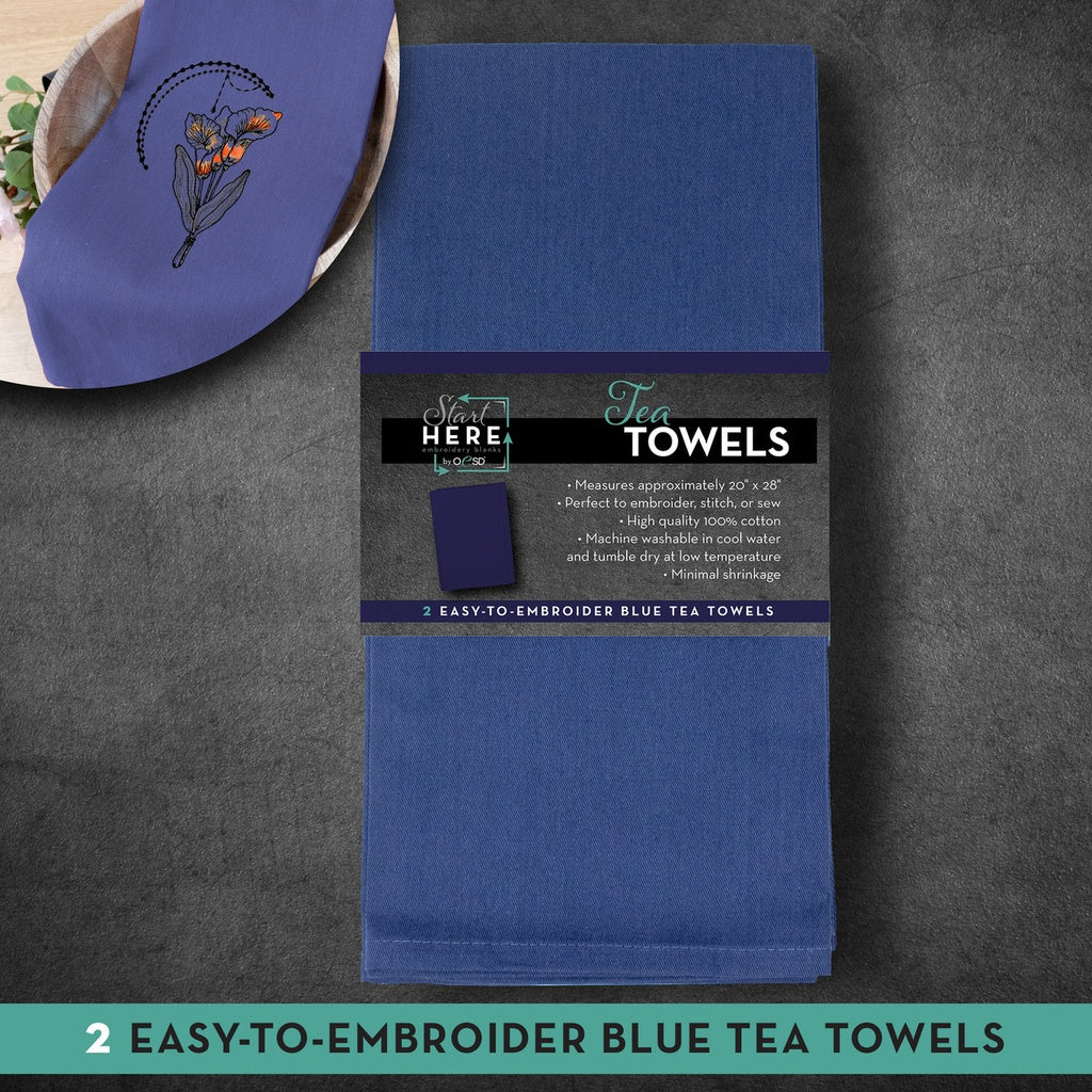 Tea Towel Blue 2pk