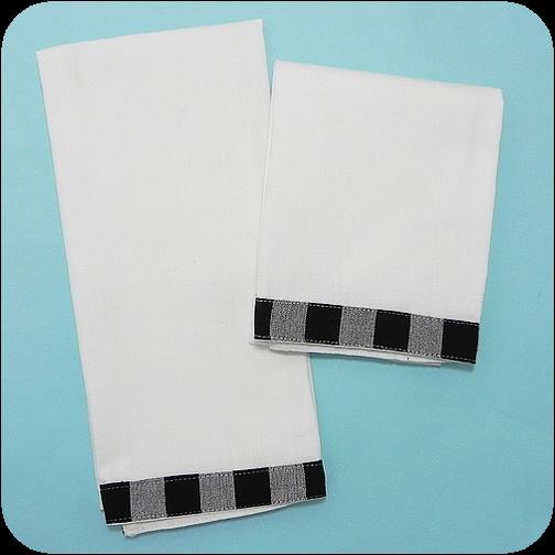 Black Vintage Gingham Trim Dishtowel