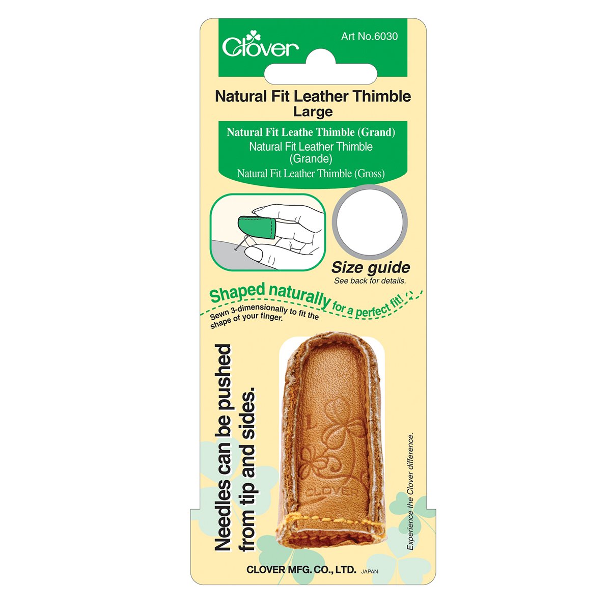Clover Thimble Leather Natural Fit - Large