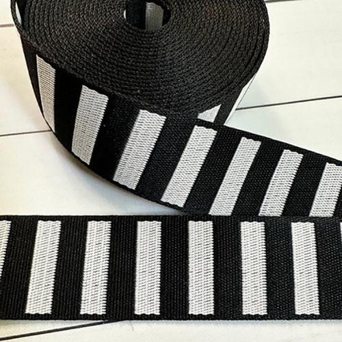 Bold Stripe Web Black/White 1.5" x 1 yard