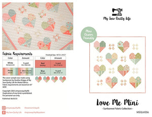 Love Me Mini Kit, 19 1/2" x 19 1/2", Binding Included