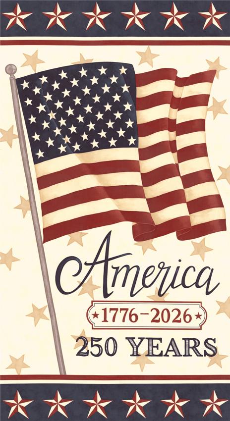 America 250 Years Parchment Panel 24" x 44"