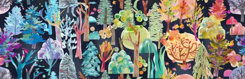 Northern Brights Night Sky Forest Seasons Ombre