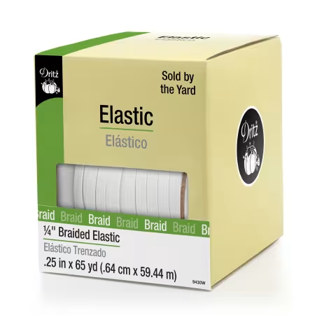 White Braided Elastic 1/4in x 1yd