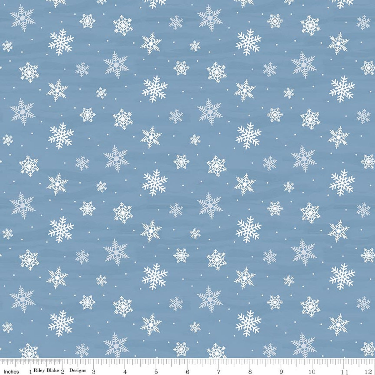 Covered Bridges in Winter Snowflakes Blue