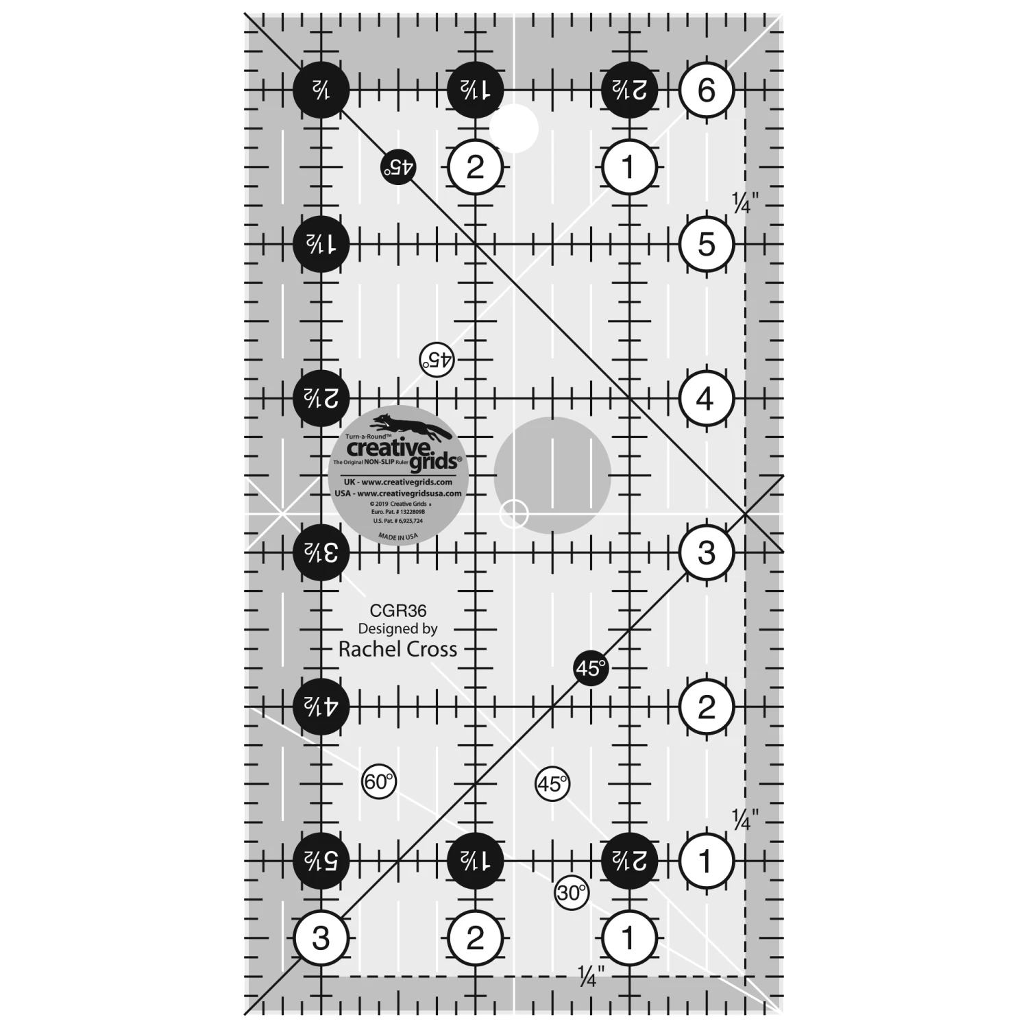 Creative Grids Quilt Ruler 3-1/2in x 6-1/2in Rectangle