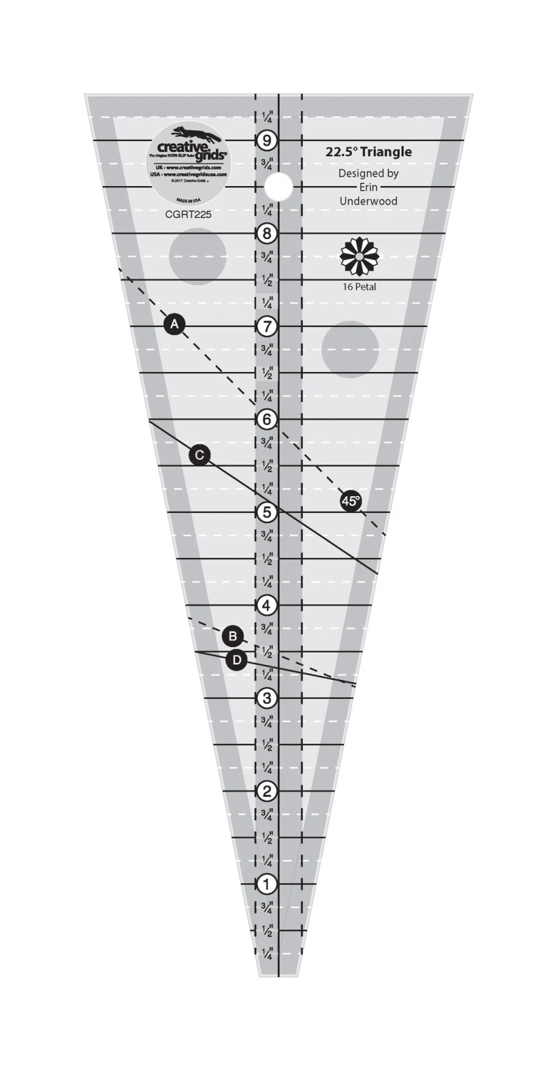 Creative Grids Quilt Ruler 22-1/2 Degree Triangle