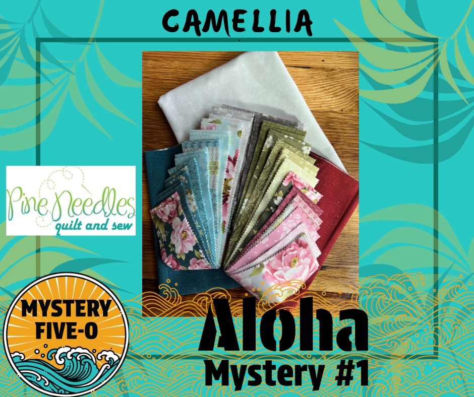 Mystery Five-O Aloha Camellia Kit, 56x72, Binding Included