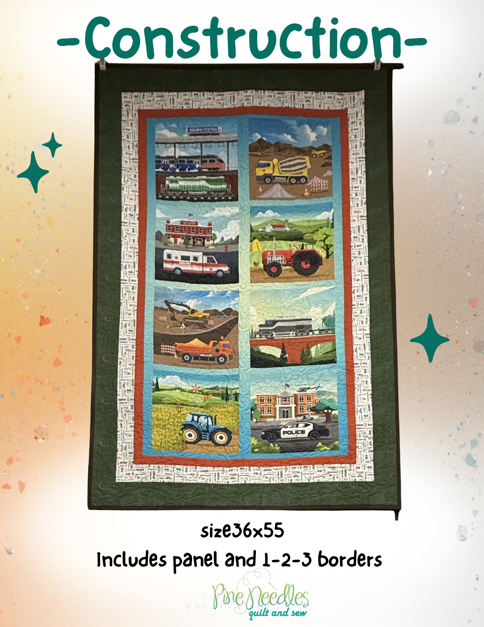 Construction Panel 3-2-1 Kit, Binding Included, 36" X 55"