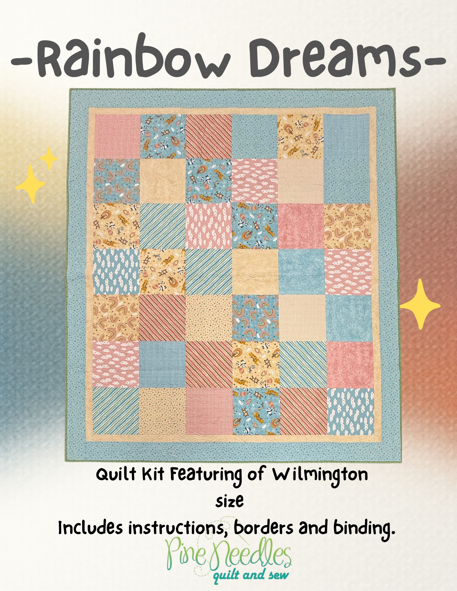 Rainbow Dreams Kit, 78" x 78", Binding Included