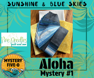 Mystery Five-O Aloha Sunshine & Blue Skies Kit, 56x72, Pattern & Binding Included