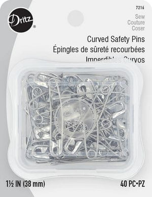 Curved Safety Pins Size 2 Nickel 40pc
