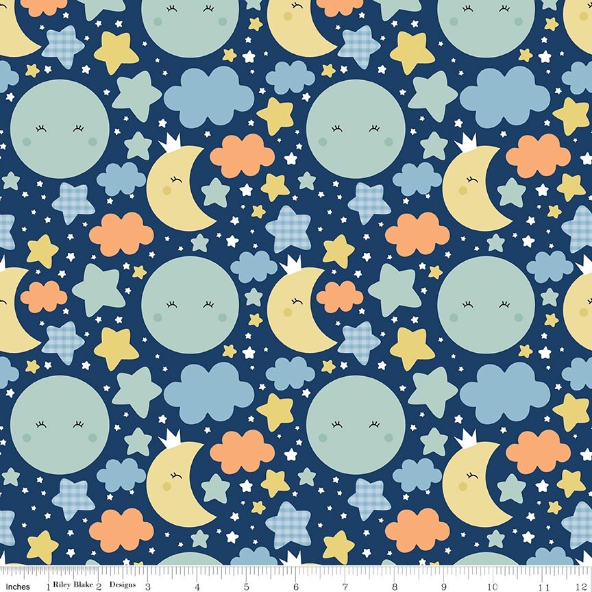 Flannel Love You to the Moon Nighttime - Navy