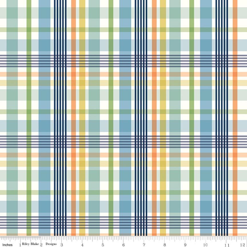 Flannel Love You to the Moon Plaid - Blue