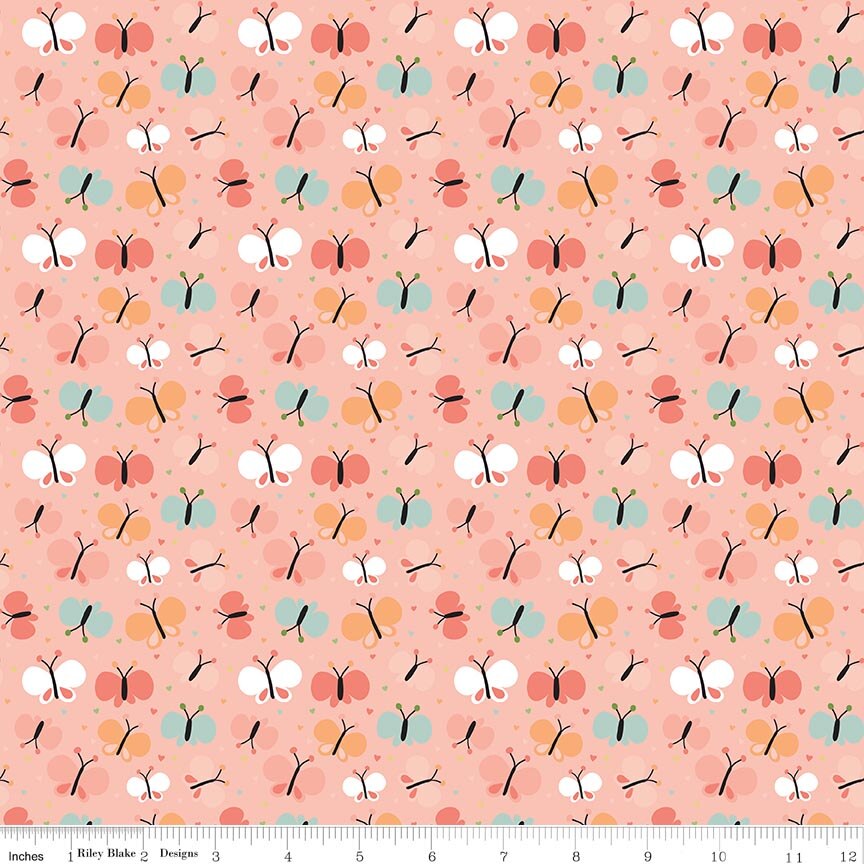 Flannel Love You to the Moon Butterflies - Coral