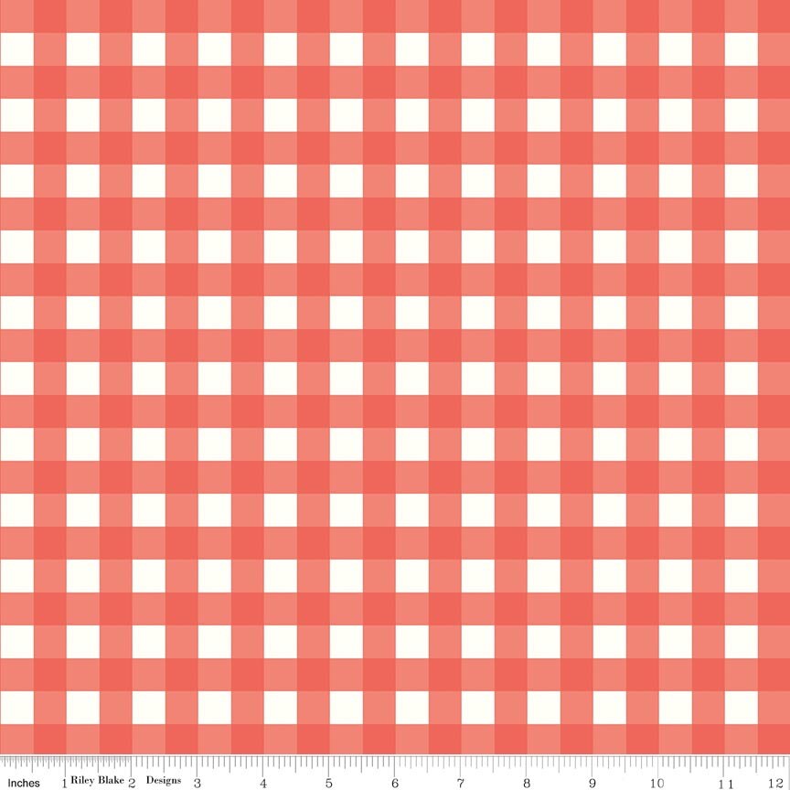 Flannel Love You to the Moon Gingham - Rouge