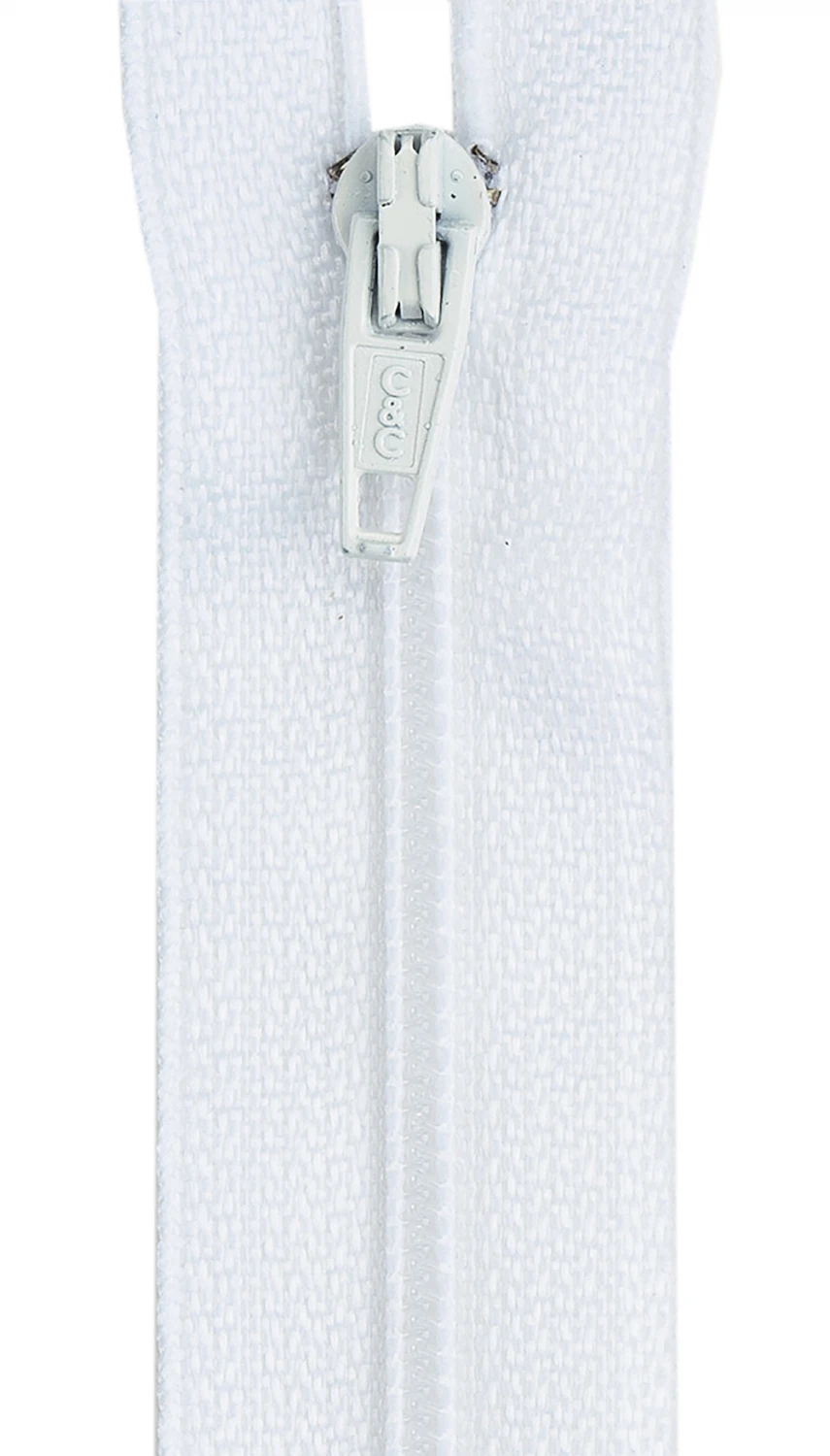 All-Purpose Polyester Coil Zipper 14in White